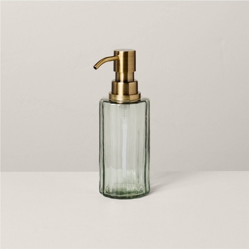 Fluted Glass Bathroom Soap Pump Light Green - Hearth & Hand™ with Magnolia